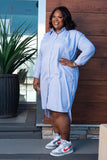 Just A Shirt Dress Blue